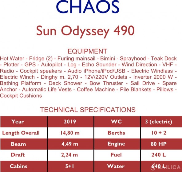 Sun Odyssey 490 - Yacht Charter Sailica